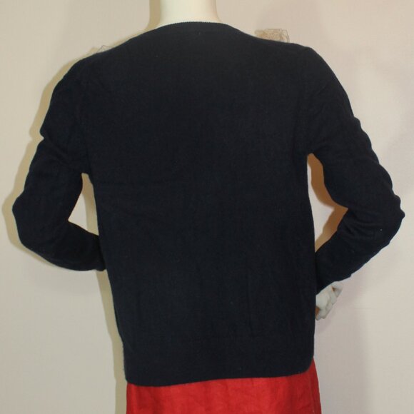 Lingua Franca Wire Montauk Woman crew neck  Cardigan Navy Cashmere size Small - Picture 6 of 9